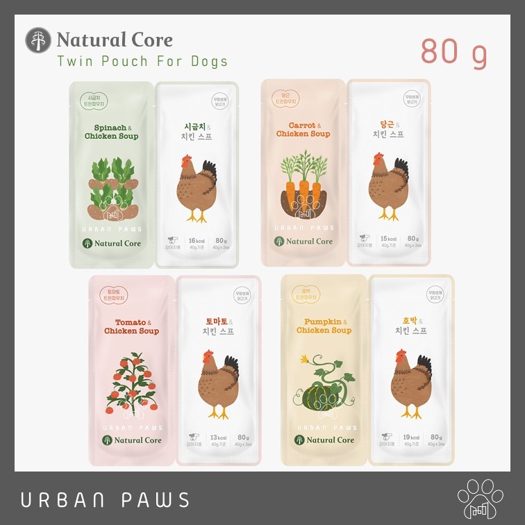 ซุปอาหารเปียก Natural Core Twin Pouch สำหรับสุนัข นำเข้าจากเกาหลี ขนาด 80 g