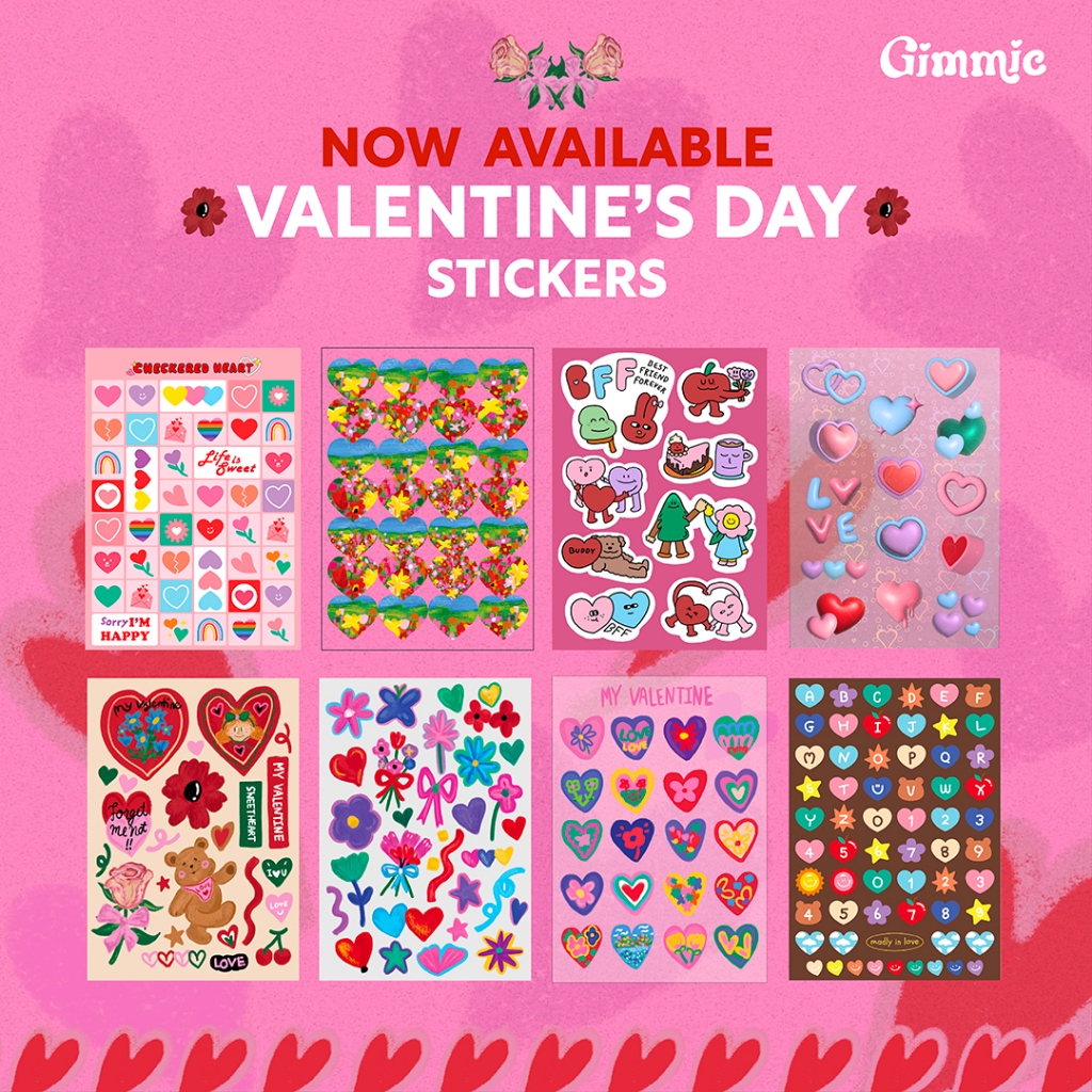 🧸🎀 MY VALENTINE 💗🌹 สติกเกอร์ไซซ์ใหม่ 8 ลาย!! ต้อนรับช่วงเทศกาลวาเลนไทน์ เคลือบกลิตเตอร์วิบวับ แบบใสและแบบพื้นหลังขาว