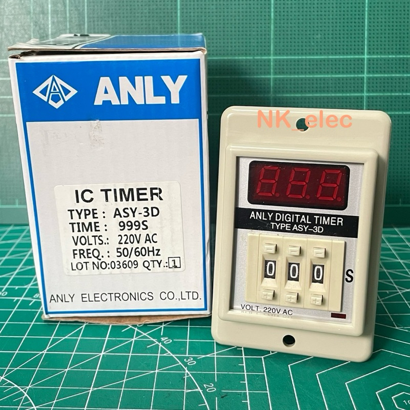 ASY-3D TIMER 999s ไฟ 220VAC พร้อม Socket ส่งจากไทย🇹🇭