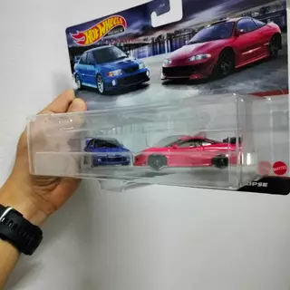 โมเดลรถเหล็ก Hot Wheels Premium 2 Pack (แพ็คคู่) Mitsubishi Lancer Evolution/ '95 Mitsubishi Eclipse (ล้อยาง) ลิขสิทธิ์