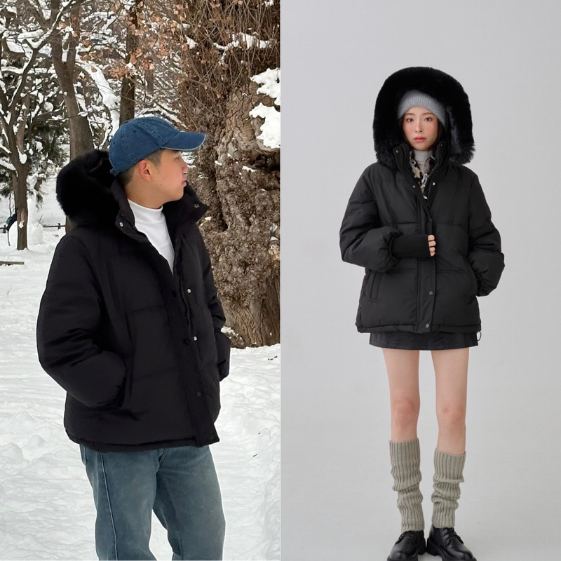 UMORE.FOR.MEN พร้อมส่ง (unisex) Esther puffer jacket โค้ทกันหิมะ กันลมได้ดีมาก เฟอร์ถอดออกได้
