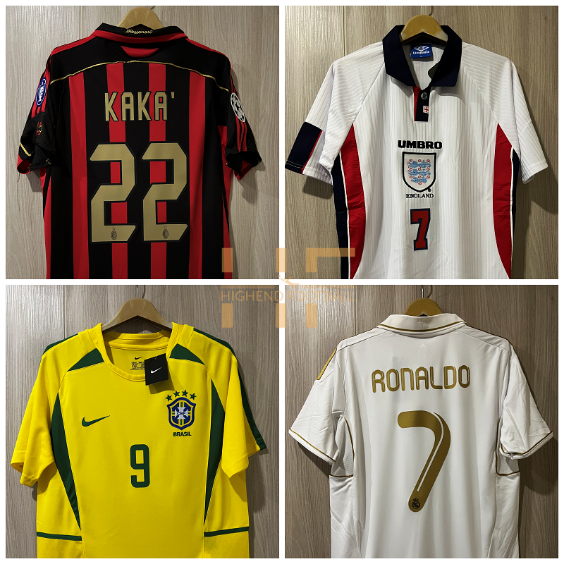 [ใส่โค้ด HIGH22 ลดทันที] RETRO เสื้อบอลย้อนยุค รวมฮิต กาก้ามิลาน06 อังกฤษเบคแฮม98 บราซิลR9แชมป์โลก มาดริดแชมป์ลาลีก้า
