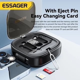 Essager เครื่องแปลงอเนกประสงค์สายเคเบิลข้อมูลสายชาร์จกล่องเก็บของพกพาสายชาร์จ60วัตต์ชนิดไมโคร C