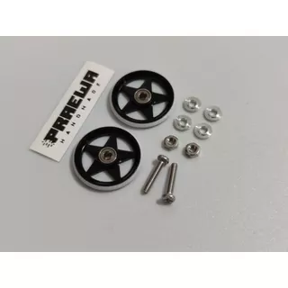 โรลเลอร์ดาว 19mm ขอบพลาสติกแรงเสียดทานต่ำ - Mini4WD 19mm Aluminum Rollers (5 Spokes) w/Plastic Rings
