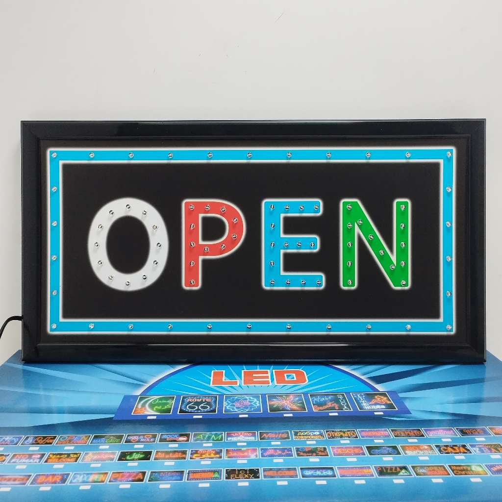 ป้ายไฟOPEN ชละสีกับสีชมพู   ป้ายไฟอักษร ป้ายไฟวิ่ง ป้ายไฟมีสกินสี ไม่เปิดไฟก็สวยงาม  ป้ายไฟร้าน   ป้ายไฟหน้าร้าน - รูปที่ 2