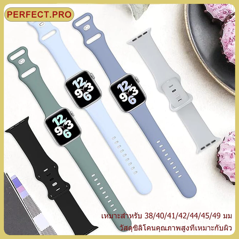 สายนาฬิกาซิลิโคนระบายอากาศสำหรับ iwatch S11/10/9/8/7/6/SE 5 4 3 2 1สายนาฬิกากันน้ำ Ultra 49mm46m41mm45mm44mm42mm40mm38mm