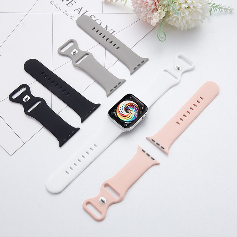 สายซิลิโคนสำหรับ iWatch 49mm46mm40mm42mm44mm41mm45mm series 10 9 8 7 6 5 4 3 2 1 SE smart watch สายกันน้ำ