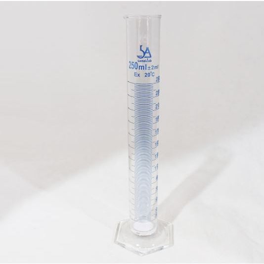 Sanai Lab Measuring Cylinder, Hexagonal Base with Spout กระบอกตวงแก้ว ฐานหกเหลี่ยม 250 ml