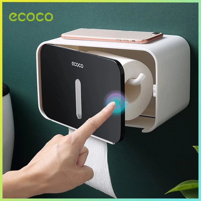 Ecoco ที่ใส่ทิชชู่ในห้องน้ำ ที่ใส่กระดาษทิชชู ออแกไนเซอร์ ติดผนัง ชั้นเก็บทิชชู่