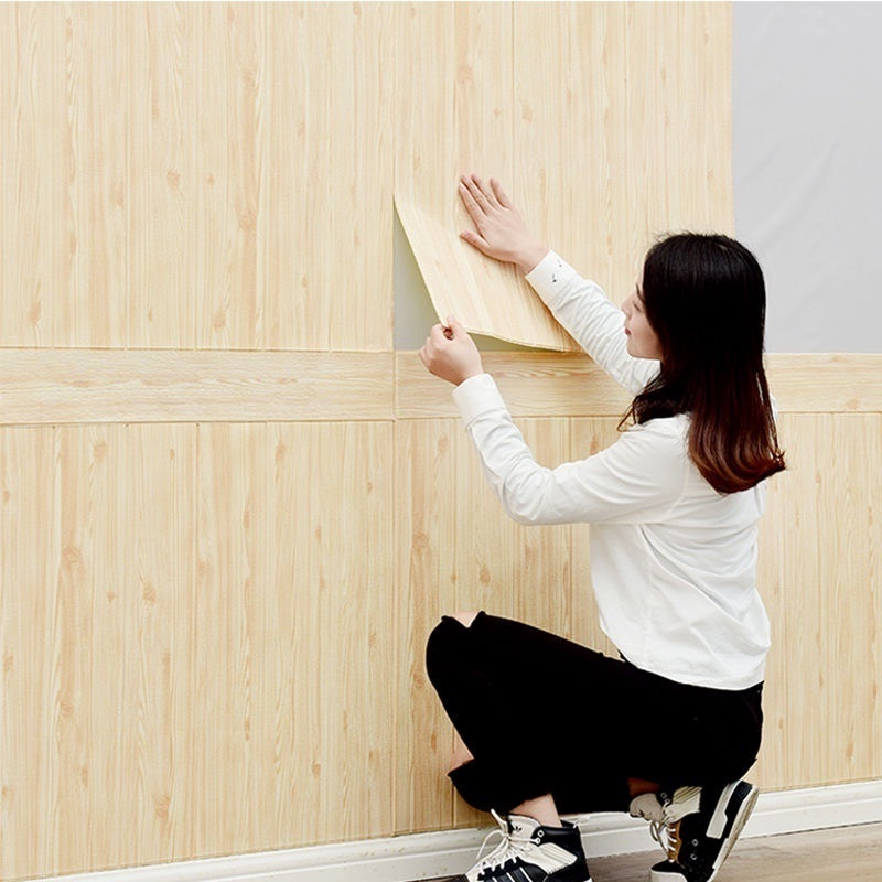 🔥wallpaper3d 70*77cm สติ๊กเกอร์ติดผนัง ลายอิฐ ลายไม้ ลายการ์ตูน แผ่นใหญ่ วอลเปเปอร์ติดผนัง มีกาวในตั