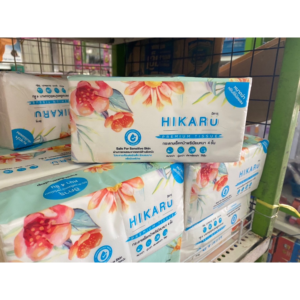 กระดาษ ทิชชู่ hikaru 1ชิ้น ชิ้นนึงมี100แผ่น เช็ดหน้า หนา4ชั้น นุ่ม ไร้ฝุ่น