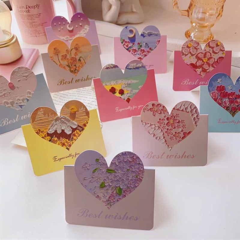 (แบบE3) การ์ดอวยพร การ์ดวาเลนไทน์ รูปดอกไม้หัวใจ 3D Valentines Card