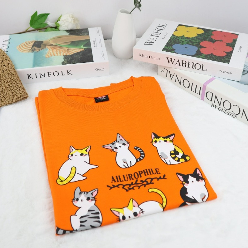 ผ้า cotton แท้ 100% [Super Soft] อย่างดี หนานุ่ม ใส่สบาย ไม่ร้อน ลาย AILUROPHILE (no.104)