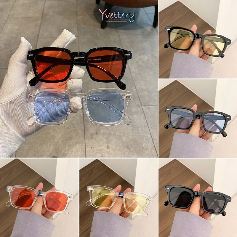 ร้านค้าไทย🔥แว่นกันแดดทรงสี่เหลี่ยมสไตล์เกาหลีย้อนยุคสำหรับผู้ชายและหลายสีให้เลือกสําหรับผู้หญิงและผู้ชาย