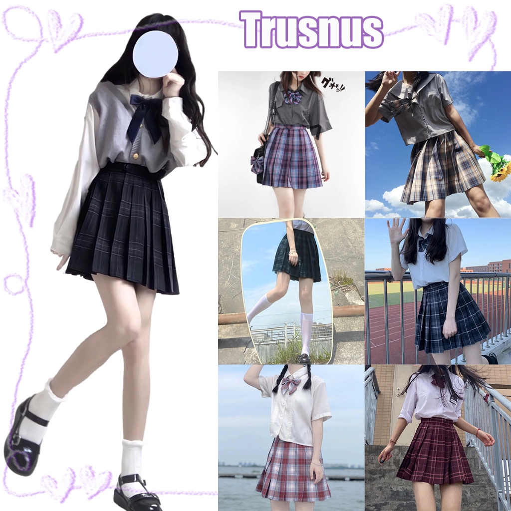 Trusnus กระโปรงพลี สไตล์ญี่ปุ่น นักเรียน JK กระโปรงลายสก๊อต XS-3XL พร้อมส่ง