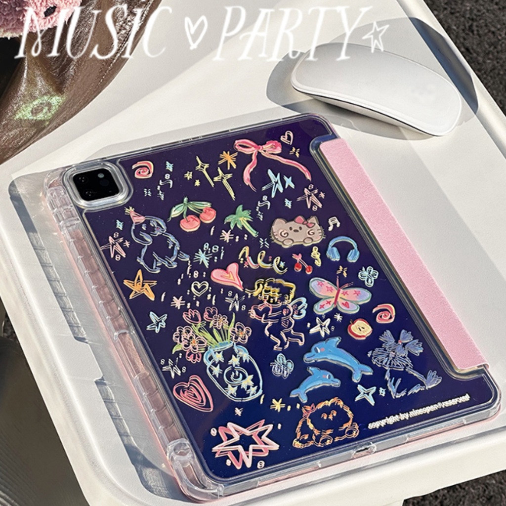 จัดส่งทันที เคสไอแพด ลูกแมวน่ารัก ริบบิ้น air6 Gen9 Air5 ประเภท Y แผ่นหลังอะครีลิเคสipad air4 mini7