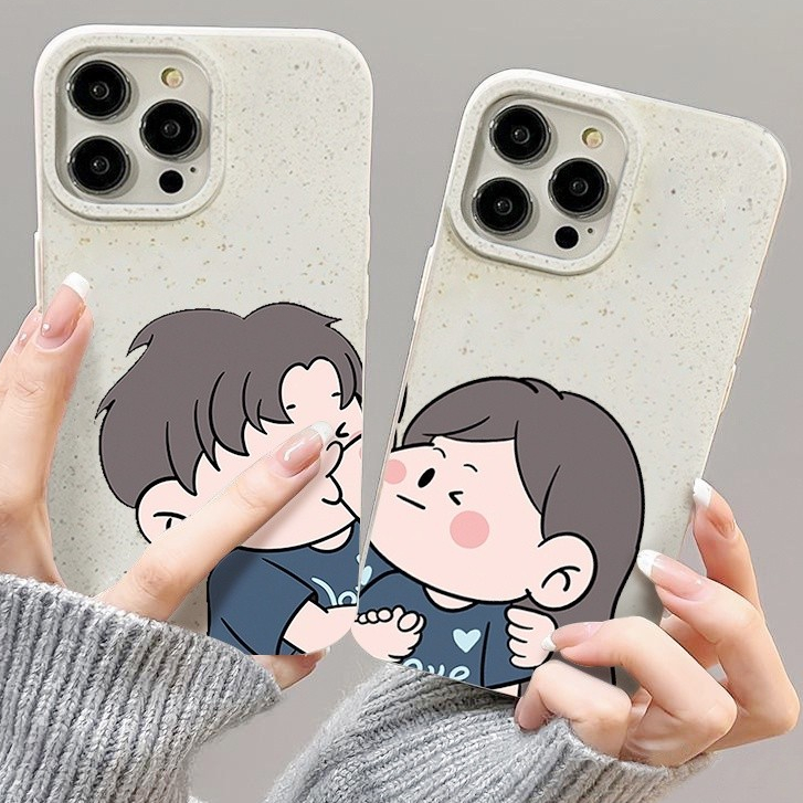 สำหรับ iPhone 11 13 For เคสไอโฟน 14 15 12 Pro Max X XR XS MAX 6 7 8 14 15 Plus 12 13 MINI คู่รักซีรีส์ จูบเด็กชายสาว เคส