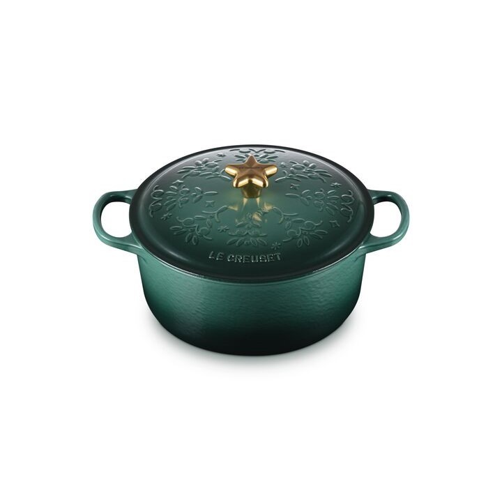หม้อเหล็กหล่อทรงกลม จุกรูปดาว ขนาด 24 cm สีเขียว SIGNATURE NOEL ROUND CASSEROLE 24CM ARTICHAUT GOLD KNOB-1