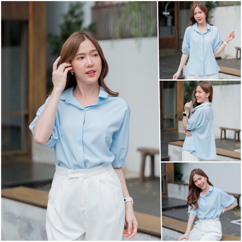 เชิ๊ตปกบัว แขนสามส่วน #l154SHOP_466