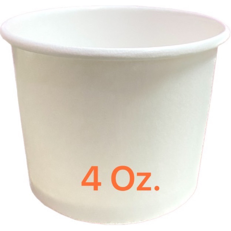ถ้วยไอศครีมกระดาษ (สีขาว) 4 ออนซ์ (110 ml) จำนวน 1,000 ใบ **เฉพาะถ้วยไม่รวมฝา**#Food paper cup