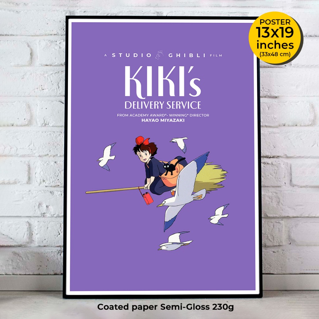 Kiki's Delivery Service Poster (1989) 魔女の宅急便  by Hayao Miyazaki โปสเตอร์แม่มดน้อยกิกิ ภาพขนาด 33X48 cm