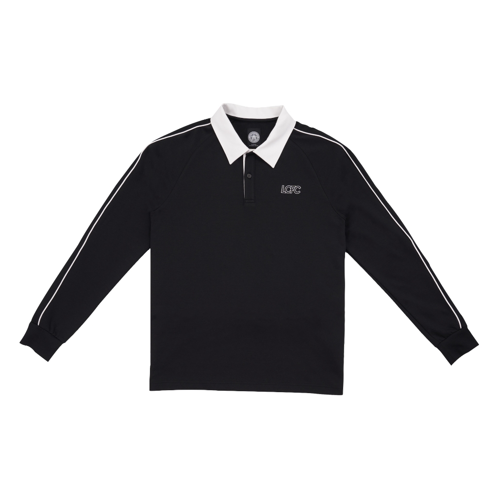 LEICESTER CITY SIMPLE LONG SLEEVE POLO SHIRT BLACK