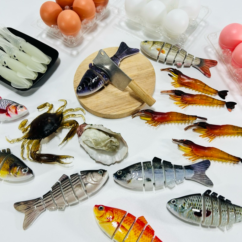 กุ้ง หอย ปู ปลา ไข่ไก่ ไข่เป็ด ไข่เยี่ยวม้า วัตถุดิบของเล่นจำลอง