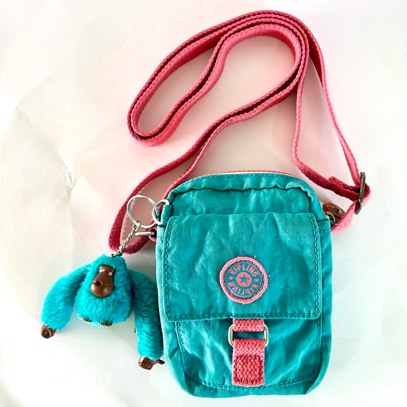 Kipling Teddy Bright Aqua/ กระเป๋าสะพายใบเล็ก/ สินค้ามือสอง ของแท้