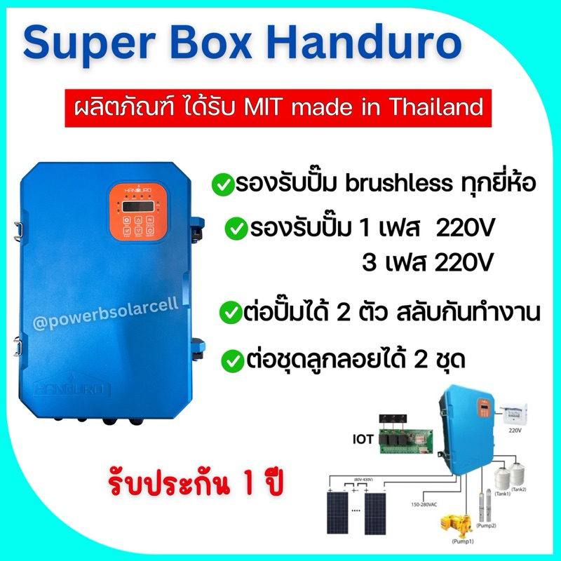 Handuro-Super-box อินเวอร์เตอร์ปั๊มน้ำอัจฉริยะ1เฟส220V/3เฟส220Vเหมาะสำหรับปั๊ม2แรงม้า