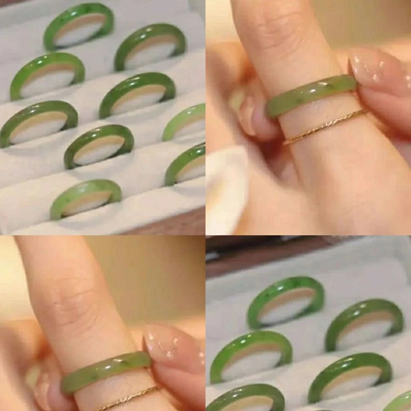 แหวนหยกรูปชาเขียวลิ้นจี่ สไตล์จีนวินเทจ แฟชั่นผู้หญิง thumbnail 3