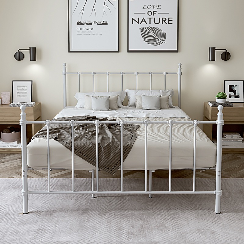 [ผลิตภัณฑ์ใหม่] เตียงเหล็ก 4/5/6ฟุต รุ่นมุมขวา แท่นโลหะไม่มีโครงเตียงหัวเตียงฟอร์นิเจอร์ห้องนอน สามารถใช้ได้อย่างน้อย 20