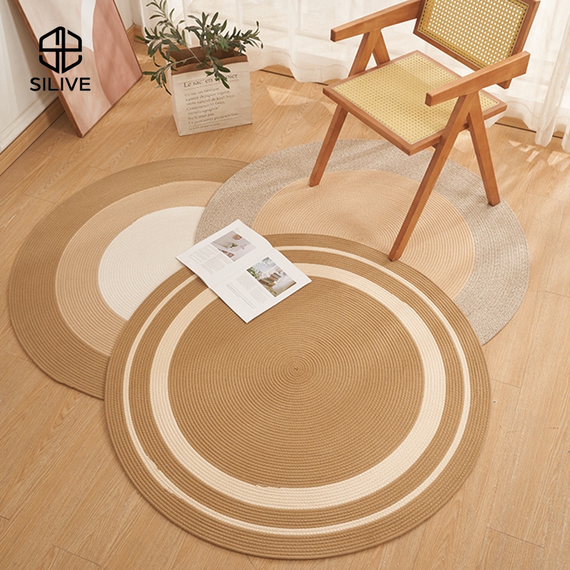 Silive Shop พรมฝ้าย carpet ขนาด80/120/150 พรมปูพื้น ทรงกลม  พรมปูพื้นห้อง #GD-BC - รูปที่ 2