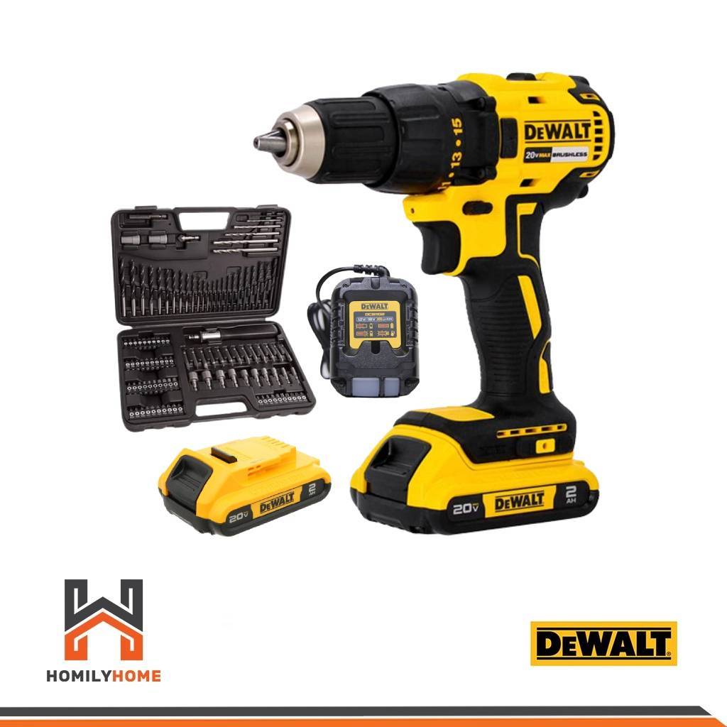 DEWALT สว่านไร้สาย รุ่น DCD7771D2A 20V (max) Brushless (ครบชุด) พร้อมชุดดอก 109 ชิ้น