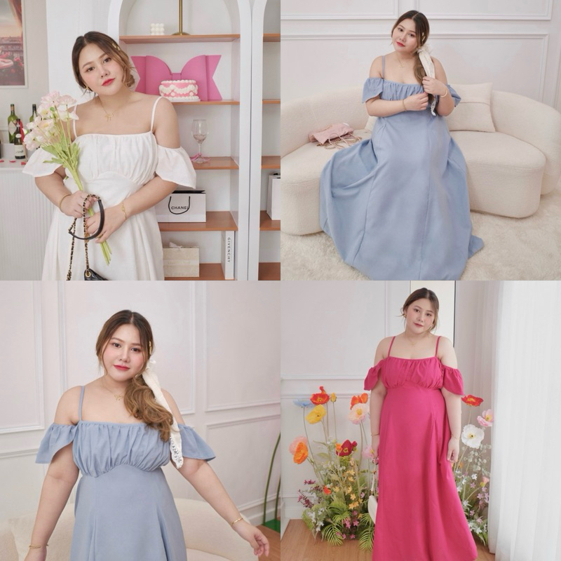 CHARMER dress เดรสสายเดี่ยวเปิดไหล่ตัวยาว - merrychubbyhouse