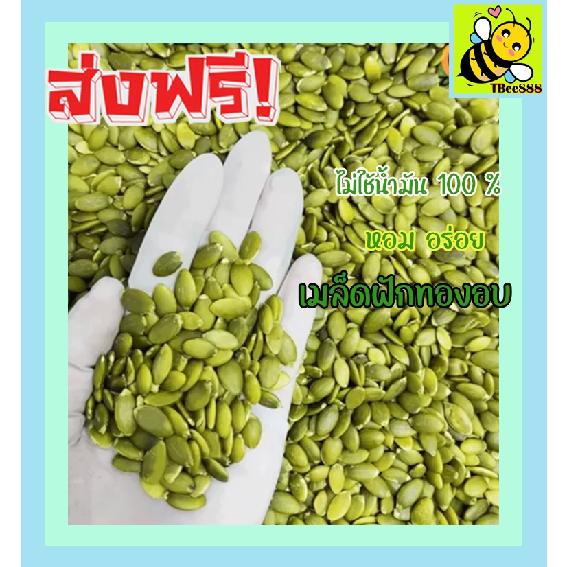 เมล็ดฟักทอง พร้อมทาน เกรด AAA (ไม่ใส่เกลือ) 100 กรัม Roated Pumpkin Seeds เม็ดฟักทอง ฟักทองอบ ส่งฟรี ราคาถูก FFG