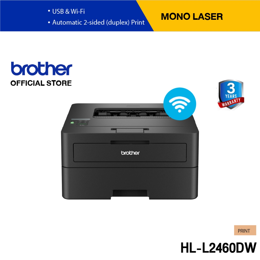 Brother HL-L2460DW Mono Laser เครื่องพิมพ์เลเซอร์ ปริ้นเตอร์ขาว-ดำ พิมพ์ 2 หน้า Auto,ความเร็วในการพิมพ์ 34 หน้า/นาที