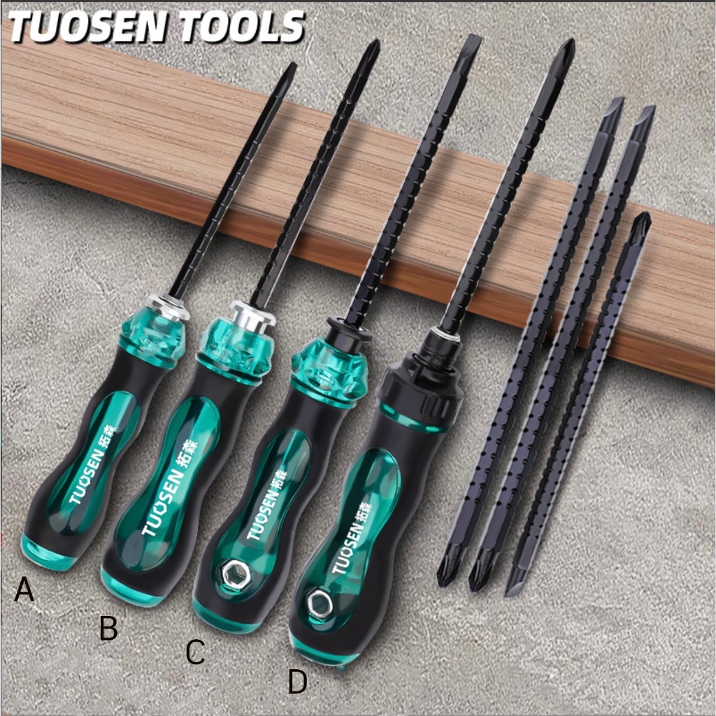 TUOSEN ไขควง ปากแบน ปากแฉก อเนกประสงค์แบบยืดไสลด์ได้ สลับด้านได้ 10454 10461 10485 10487