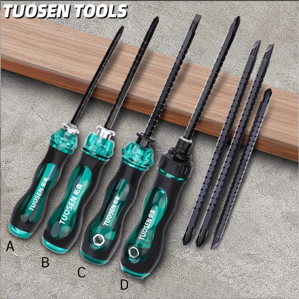 TUOSEN ไขควง ปากแบน ปากแฉก อเนกประสงค์แบบยืดไสลด์ได้ สลับด้านได้ 10454 10461 10485 10487
