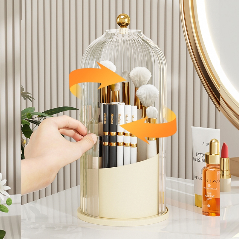 กล่องเก็บแปรงแต่งหน้า ที่เก็บแปรงแต่งหน้า มีฝาปิด หมุนได้ 360 องศา สามารถเก็บปากกาก็ได้ - รูปที่ 5