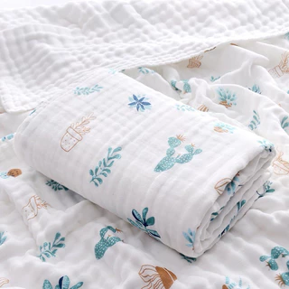 ผ้าห่ม ห่อตัว Cottonทอหนา6 ชั้นนุ่มละมุน 110x110cm (ชค ใหญ่)