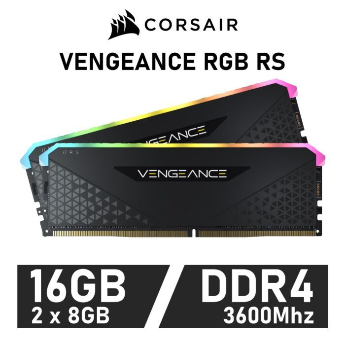 16GB (8GBx2) DDR4/3600 RAM PC (แรมพีซี) CORSAIR VENGEANCE RGB RS (CMG16GX4M2D3600C18)