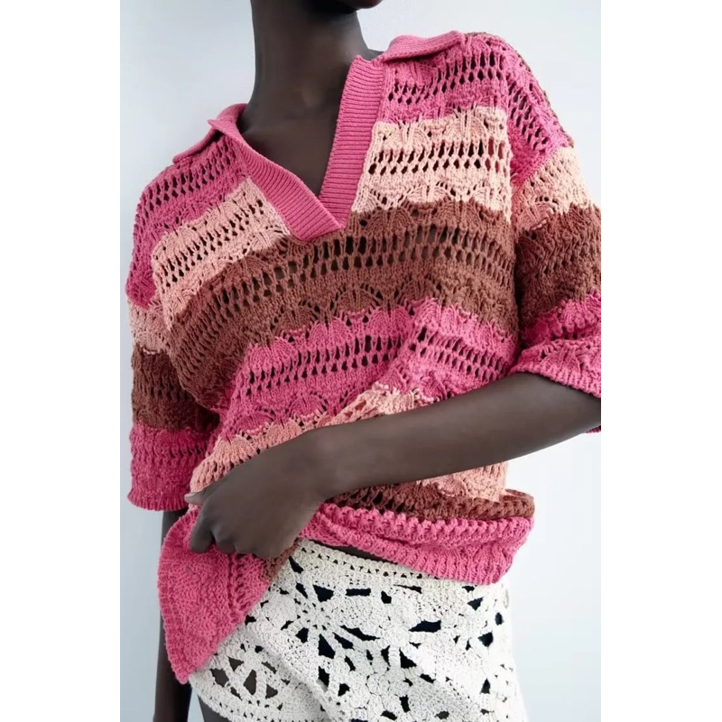 ZARA เสื้อถักทรง oversize สภาพ: 90%  Size : EUR L-XL อก 46 ยาว 27