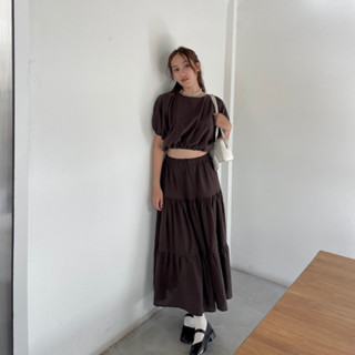 ชุดเซ็ทเสื้อแขนพองสีน้ำตาล | Pao brown set 🤎✨