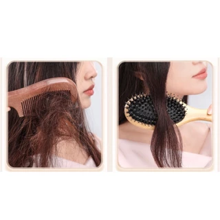 พร้อมส่ง หวีขนหมูป่า ลดผมร่วง ทำให้ผมเงางาม แก้ผมพันกัน นวดหนังศีรษะ สบายผม