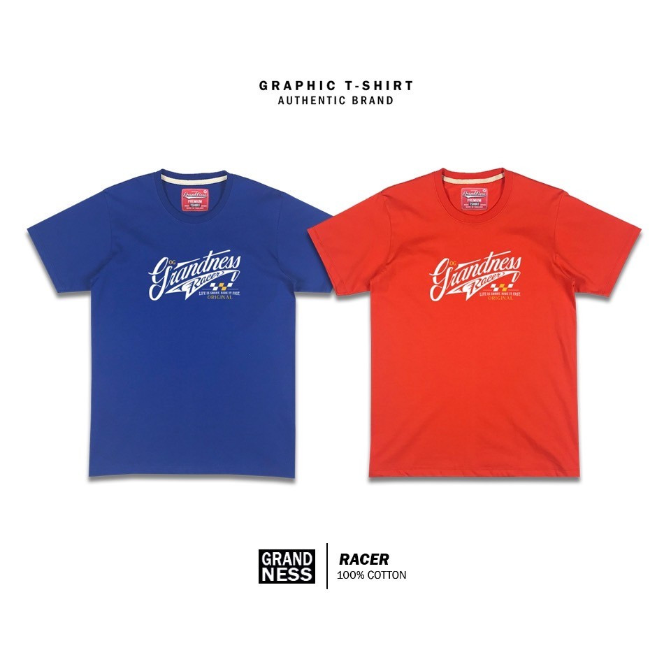 Grandness เสื้อยืดลายกราฟิก รุ่น GN225-26 ( สีน้ำเงิน / สีส้ม )