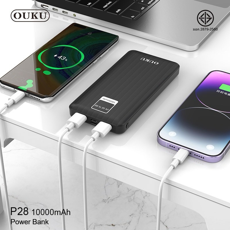 Power Bank OUKU รุ่น P27, P28, J42A,BDY01 10000mAh 20000mAh 30000mAh ชาร์จเร็ว2.4A พาวเวอร์แบงค์ USB TypeC มีจอLEDแสดงผล