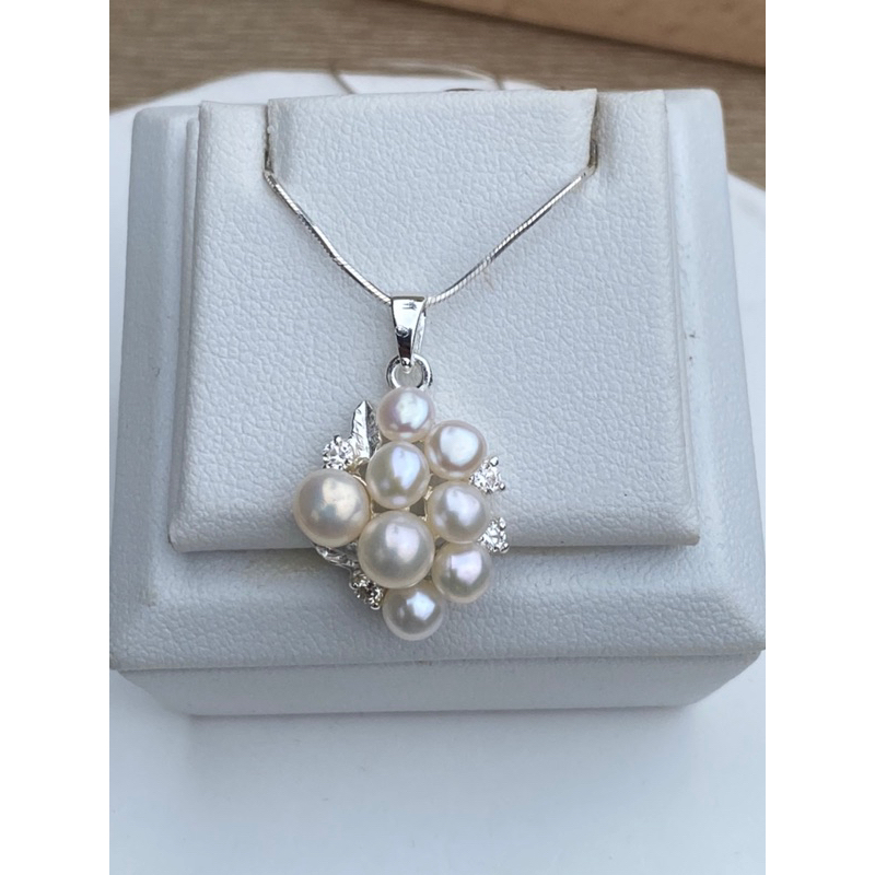 สร้อยคอเงินแท้ พร้อมจี้ไข่มุกแท้ silver92.5% มุกแท้ otop phuket มีใบรับประกัน