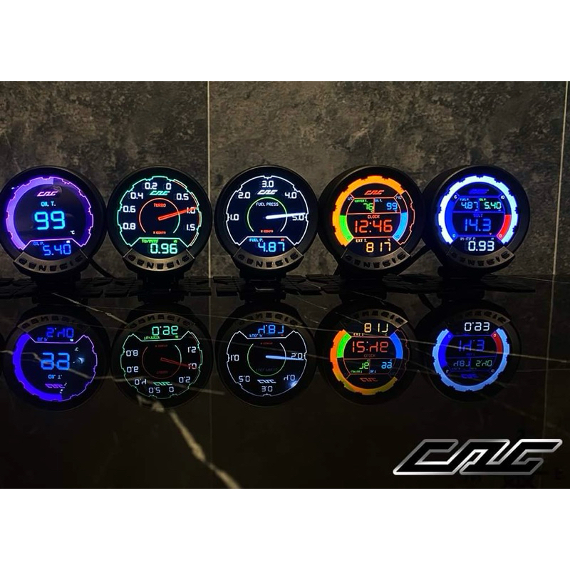 ชุดเกจวัด 5 ตัว Cag Genesis Led แท้ ระบบ Obd2 จอวัดค่า เกจวัดบูชไฟฟ้า ความร้อน อุณหภมิ น้ำมัน แรงดัน
