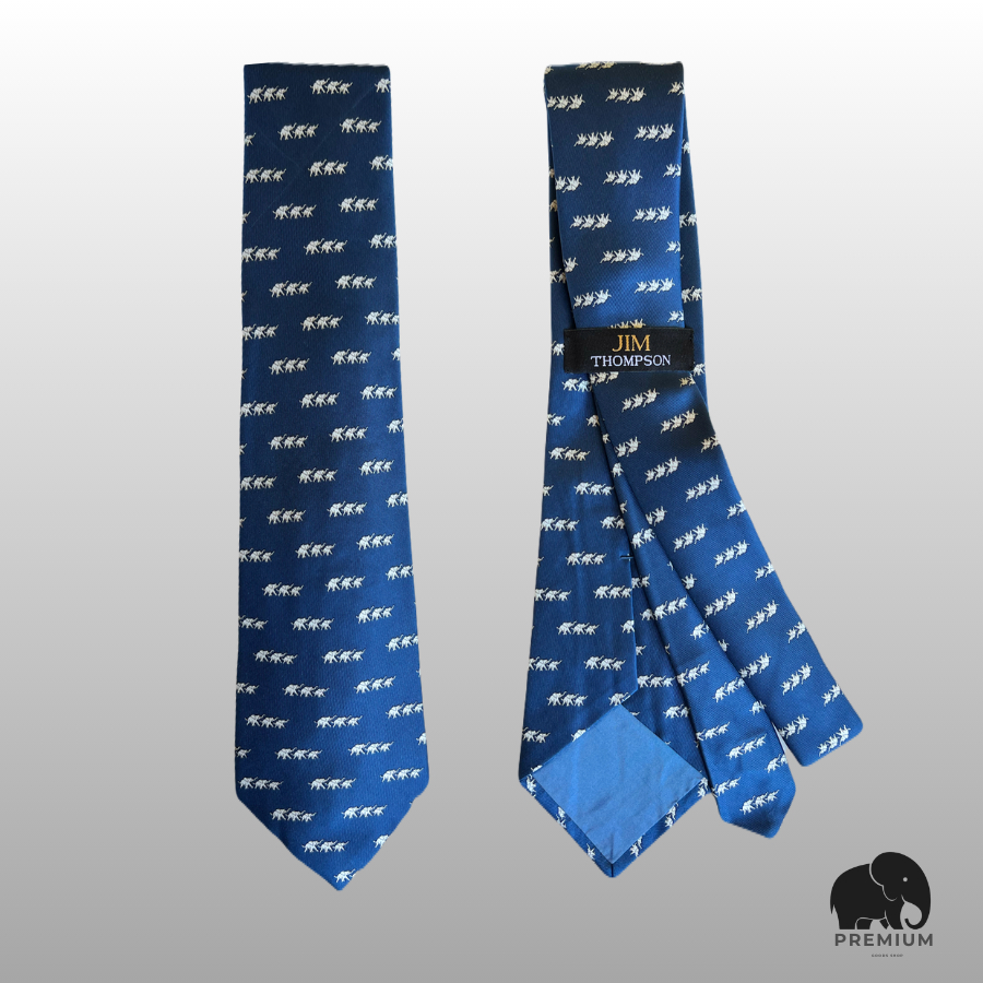 เนคไทผ้าไหม จิม ทอมป์สัน  Silk necktie Jim Thompson น้ำเงิน