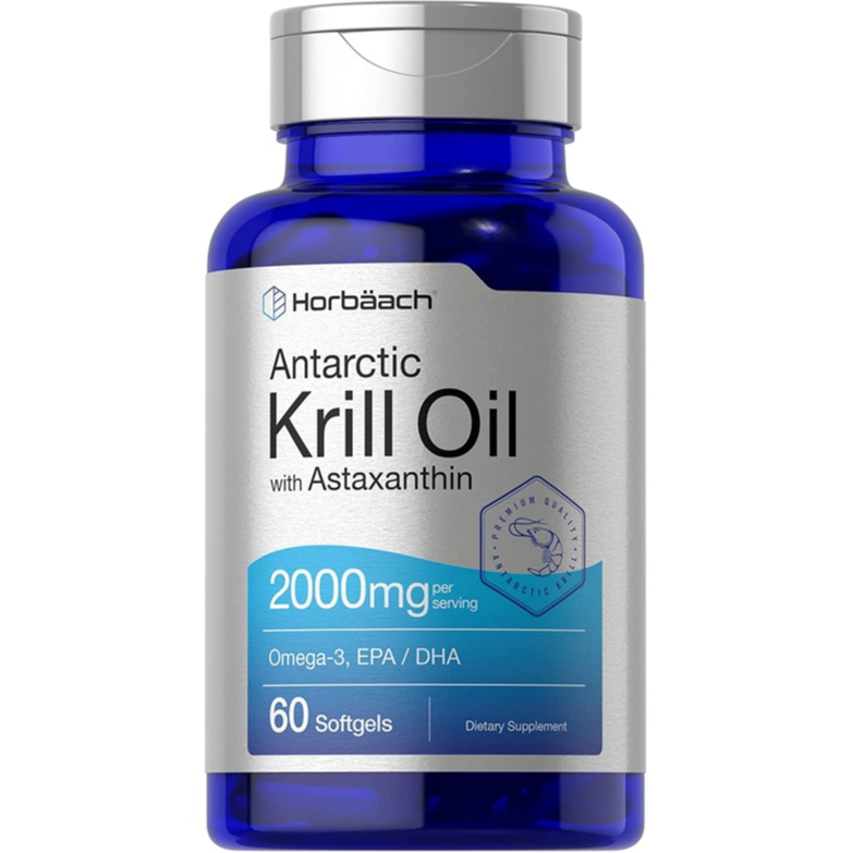 Horbaach Antarctic Krill Oil 2000mg with Astaxanthin 60 แคปซูล คริลล์ออย ลดการอักเสบ ต้านอนุมูลอิสระ